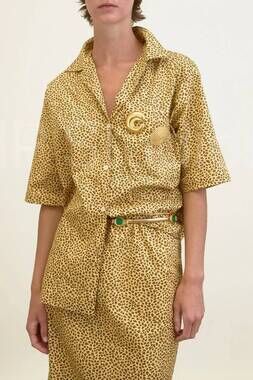 NEW AQUARIUS COCKTAIL le camp cheetah shirt in gold